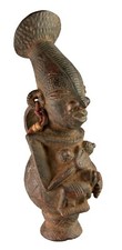 Jarre Mangbetu Pot en terre cuite,   Vase africain de 27 cm # 17496
