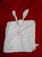 Doudou  Plat Grand Rectangle Lapin Blanc et  Rose Tartine et Chocolat