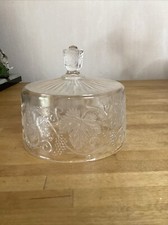 Cloche en Verre Motif Vigne Raisin 14 Cm Diamètre Vintage 