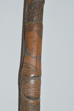 -CANNE ANCIENNE CASSE TETE BAMBOU Sculpté GHEISHAS  COLLECTION XIX walking stick