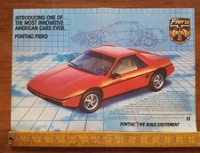 Vintage Print Ad 1982 Pontiac Fiero Red Original 2 Page Large 16" Photo 
