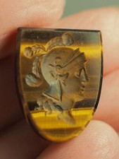SCEAU A CACHETER INTAILLE ANCIEN OEIL DE TIGRE ANTIQUE INTAGLIO SEAL CARVED STON