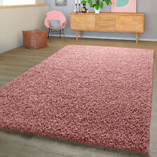 Tapis Moderne Poils Longs Shaggy Unicolore Épais Tissé Qualité Rose