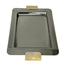 Couzon Stainless Steel Serving Tray - Greco Peach Large Vintage Made In France