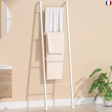 Porte-Serviettes sur Pied en métal Blanc - échelle Porte-Serviettes décorative p