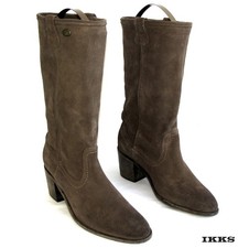 IKKS - Bottes Garbo mi mollet cuir daim marron 37 EXCELLENT ETAT et boite