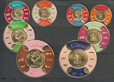 == BURUNDI. Série de 8 timbres** ronds "Monnaies d'or" COB 146/153 - 1965 ==
