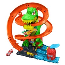 Hot Wheels T-Rex Battle Playset avec 1 mini voiture véhicule jouet jeu pour 4...