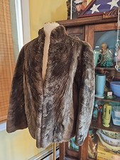 Vintage 70s Mouton Lamb Fur COAT JACKET Sz Small Taupe Brown