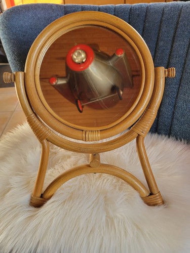 Petit miroir sur pied rotin - en,