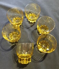 6 ANTIQUE VINTAGE YELLOW STARFOOT MEDIUM GLASSES HEIGHT 7 CM 