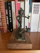 L. Vin 1970 bronze sculpture johnny appleseed vintage Signed