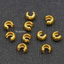 2MMx3MM 18k Solid Yellow Gold Crimp Tube Cover Beads (10)