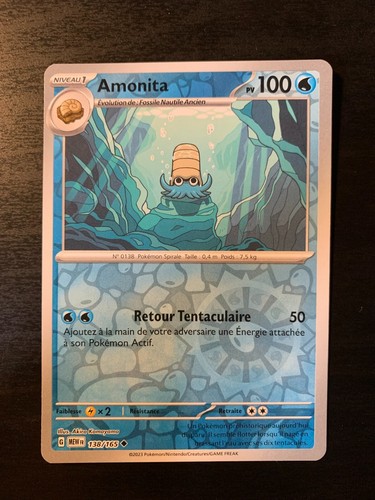 Carte pokémon reverse amonita - carte,