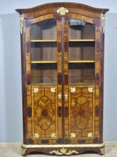 Regency style library showcase in walnut, rosewood and gilded bronze 19th