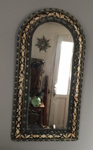 Miroir oriental bois métal - miroir,