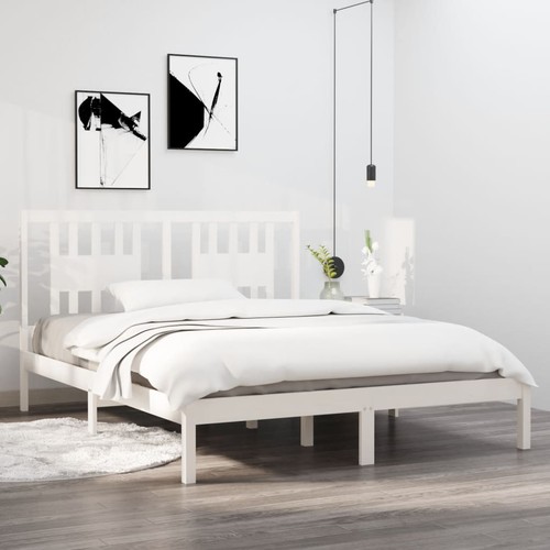 Cadre lit gris bois pin - de,