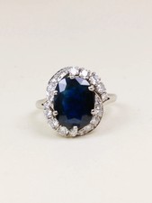 MAUBOUSSIN Bague saphir 6 carats entourage diamant