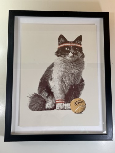 Tennis cat framed - cat, print