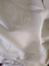 Vintage French Metis Monogrammed Sheet 280 Cm L X 183 Cm W ( X )