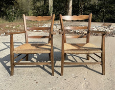 2 fauteuils bas rustique en