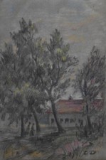 Louis Dupuis (1862-1951) (067) - crayon et pastel - Ouistreham (port)