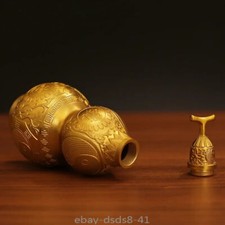 16cm Copper Opening Gourd Feng Shui Health Attracts Wealth Chinese