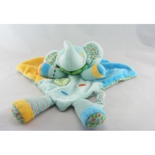 Doudou plat éléphant bleu