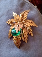 STUNNING LARGE VINTAGE SIGNED Yellow SCHIAPARELLI BROOCH OR PENDANT 3 In
