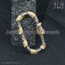 Natural Pave Diamond 925 Sterling Silver Carabiner Lock Clasp Finding Jewelry
