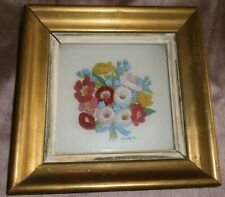 Peinture sous verre " Bouquet floral polychrome " 4 plaques superposées - Volume