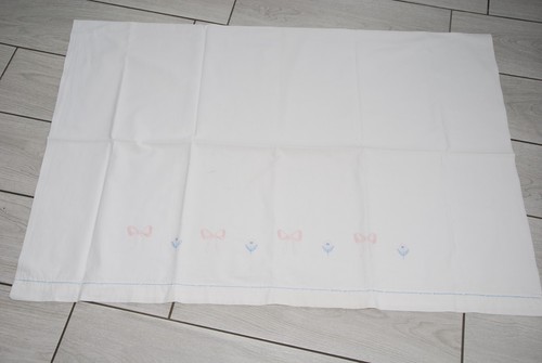Draps lit bébé brodé ancien - draps,