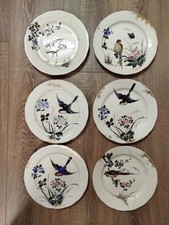 6 Antique Longwy Plates Bird Flower Decor Model A490