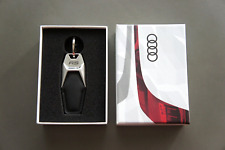 NIB Genuine Audi RS Sport Leather Tag Silver Stainless Steel Keychain DJD017QY06