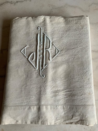 Drap ancien monogramme - drap,