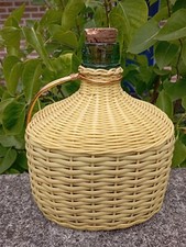 Bouteille en verre VIRESA Scoubidou jaune anse laiton VINTAGE 60 DN3140