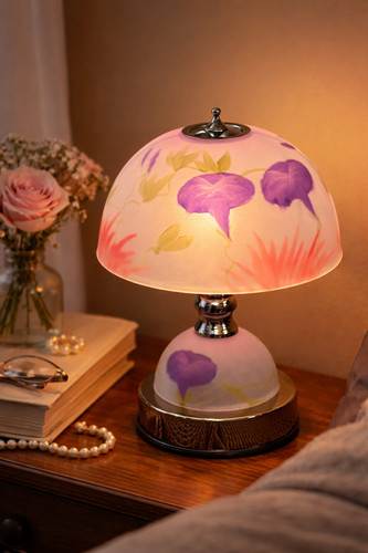 Lampe tactile florale verre - lampe, en