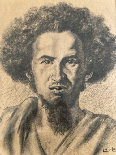 Fusain portrait orientaliste - portrait,