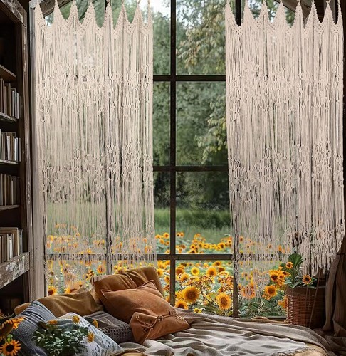 Macrame curtain window - curtain,