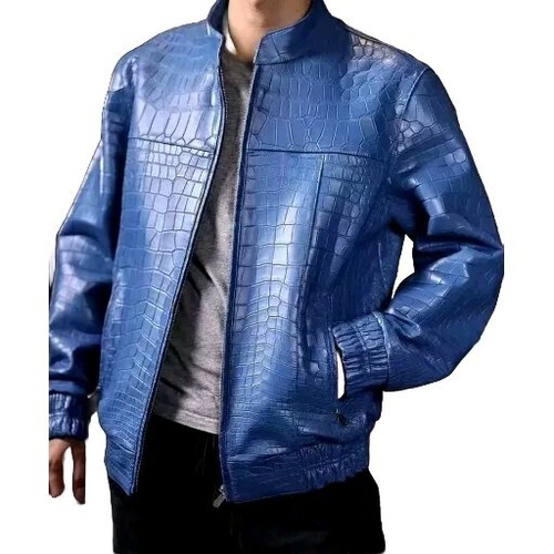 Blouson cuir homme - , bleu