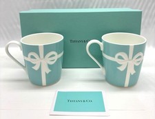 [Gift] TIFFANY & CO Bow Ribbon Bone China Blue Mug Cup 2 paris From Japan NEW
