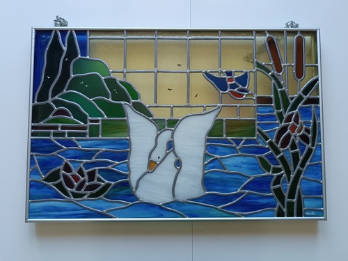 Tableau vitrail encadré - vitrail,