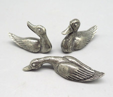 DUCK GIFT VTG Michel Laude Etain set of 3 Figurine Ducks Pewter sculptures