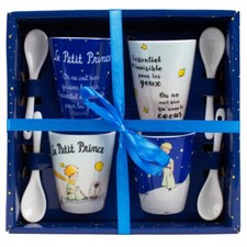 Set de 4 tasses à café et cuillères Enesco Le Petit Prince (Rose, Planète)