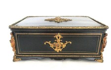 FRENCH, NAPOLEON III, GILT BRONZE & EBONIZED WOOD JEWELRY BOX,  C. 1860-1880