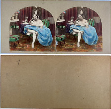 Woman in Her Chair, Vintage Albumen Print, ca.1880, Stereo Print Vintage a