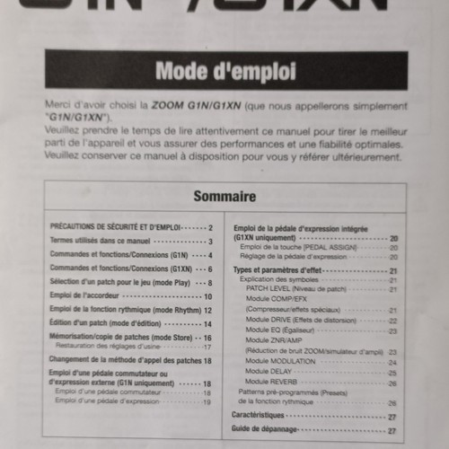 Zoom g1n g1xn manuel emploi - g1n/g1xn, d'emploi