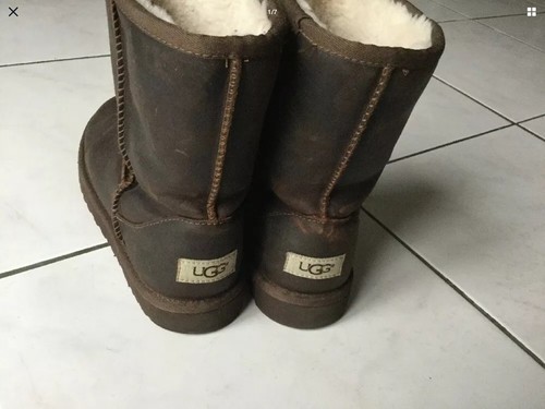 Bottes ugg cuir marron - bottes,