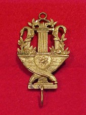 Antique Ornate Gold Gilt Bronze Folated Cornucopia Swans Lyre Harp Garment Hook
