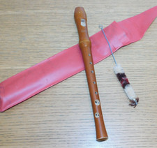 vintage FLUTE à bec VENUS en bois INSTRUMENTS à vent RDA GERMANY housse + brosse